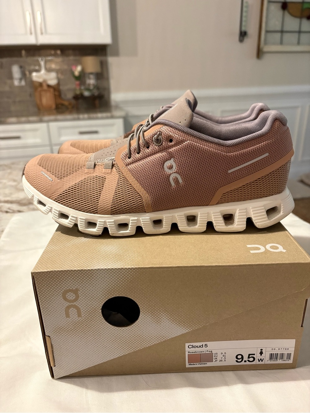 Women’s On Running Athletic Shoes in Tan and Mauve - Picture 3 of 7